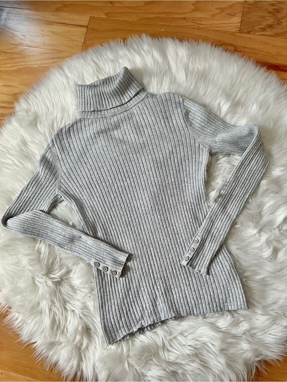 J. McLaughlin Light Gray Ribbed Turtleneck Sweater